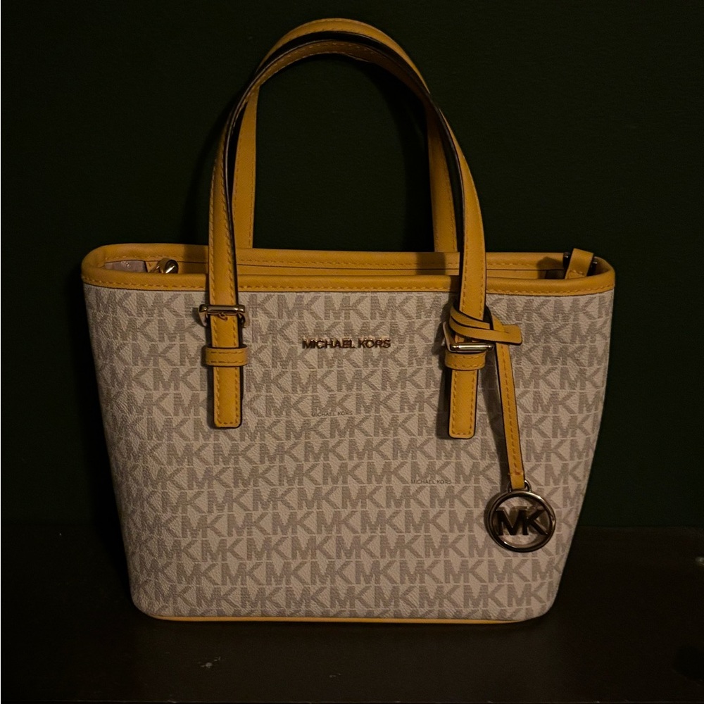 Michael Kors Signature Beige and Yellow Tote